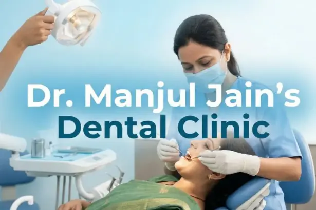 Dr. Manjul Jain treating a female patient at dental clinic with modern dental equipment