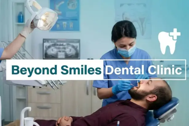Dentist performing dental treatment on a patient at Beyond Smiles Dental Clinic in a modern dental clinic environment